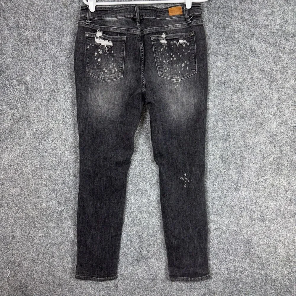 Judy Blue Jeans Womens Size 13 31 black Boyfriend Fit JB8867  Destroyed